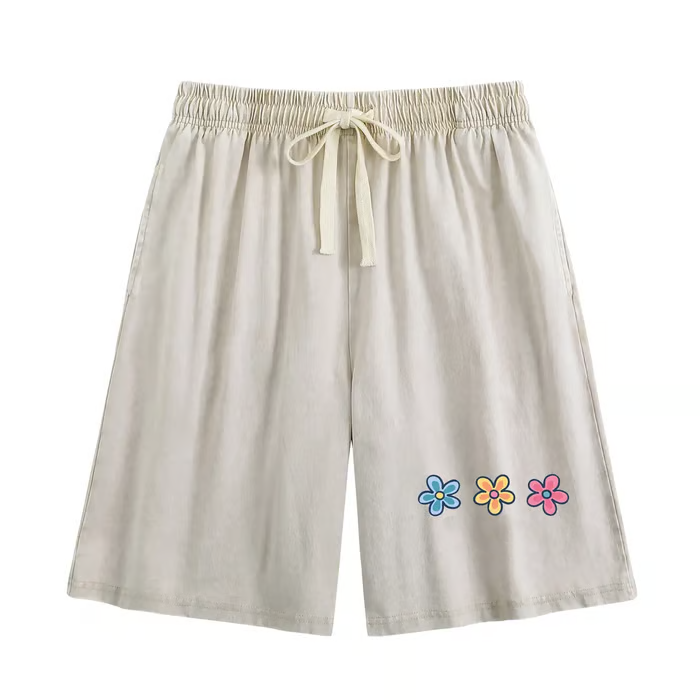 Women's Soft Cotton Blend Washed Floral Shorts, Casual Summer Travel Streetwear Bottoms