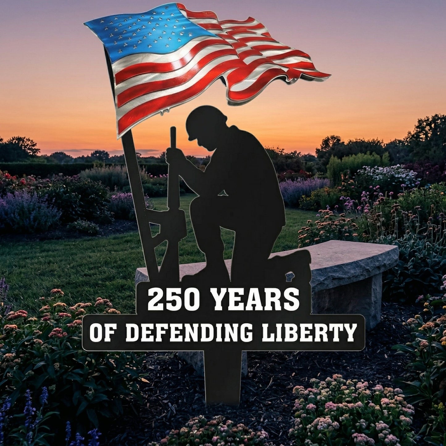 23.6'' 250 Years of Defending Liberty Metal Garden Stake