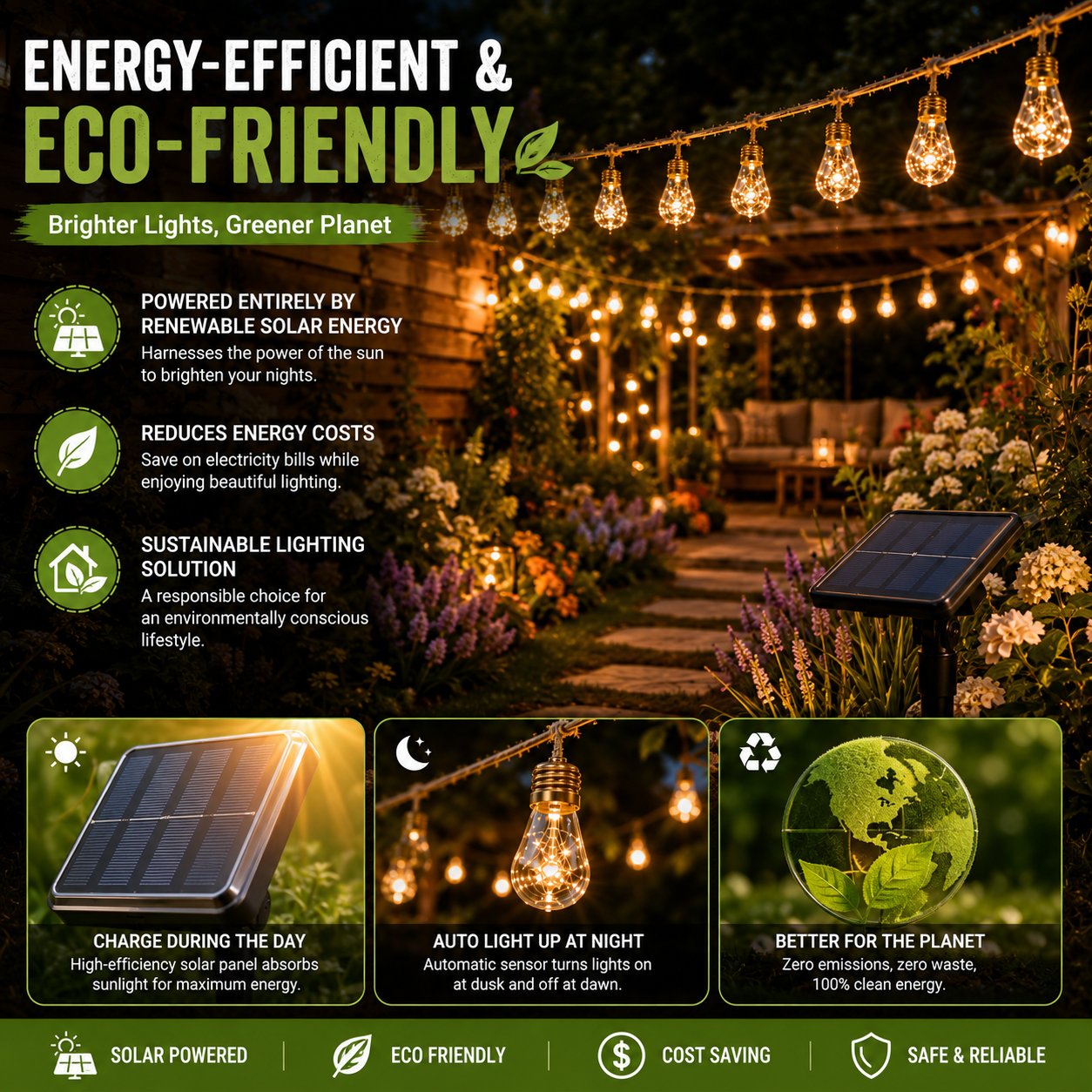 ✨ Outdoor Solar String Lights