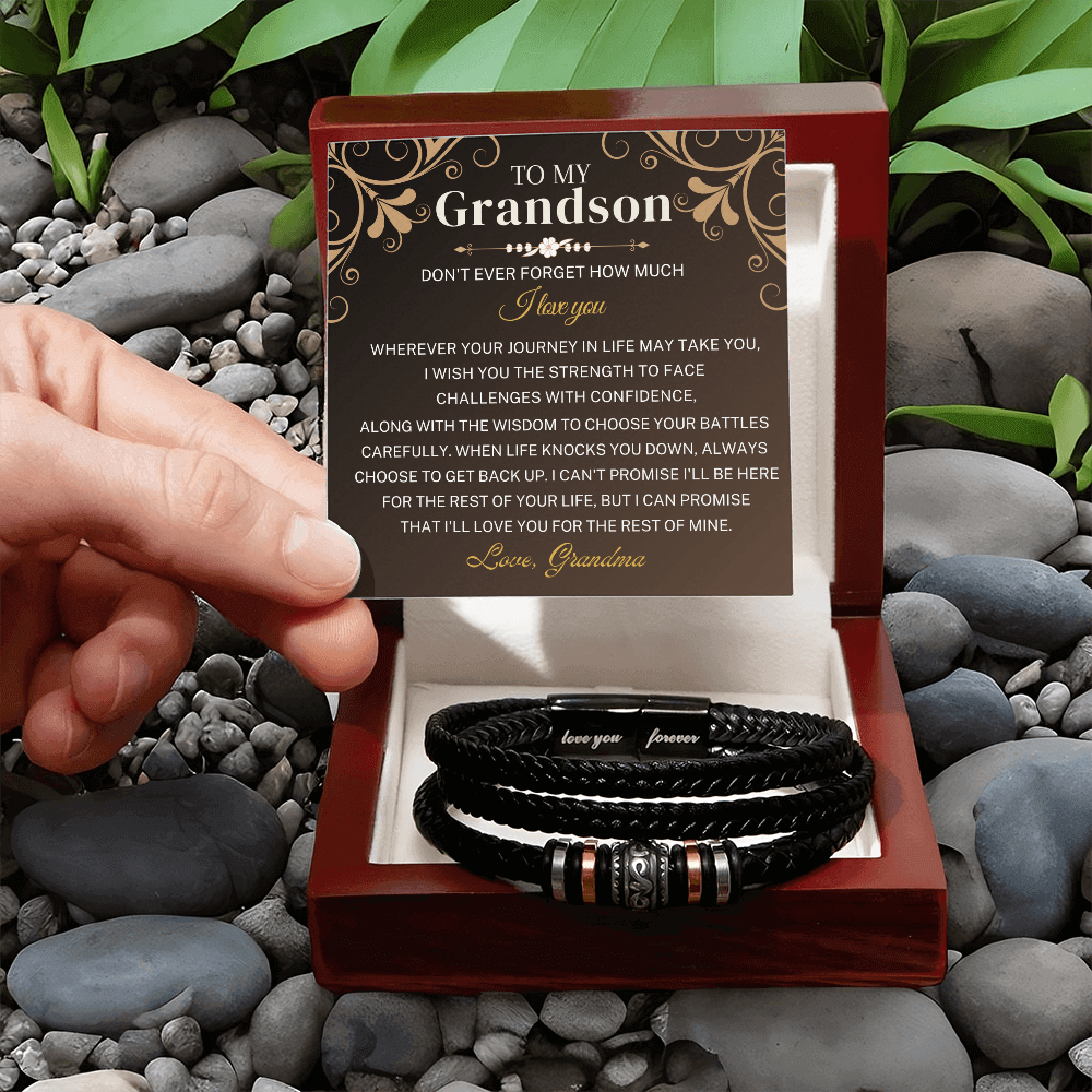 To My Grandson Bracelet - Wherever Your Journey - Braided IV519B