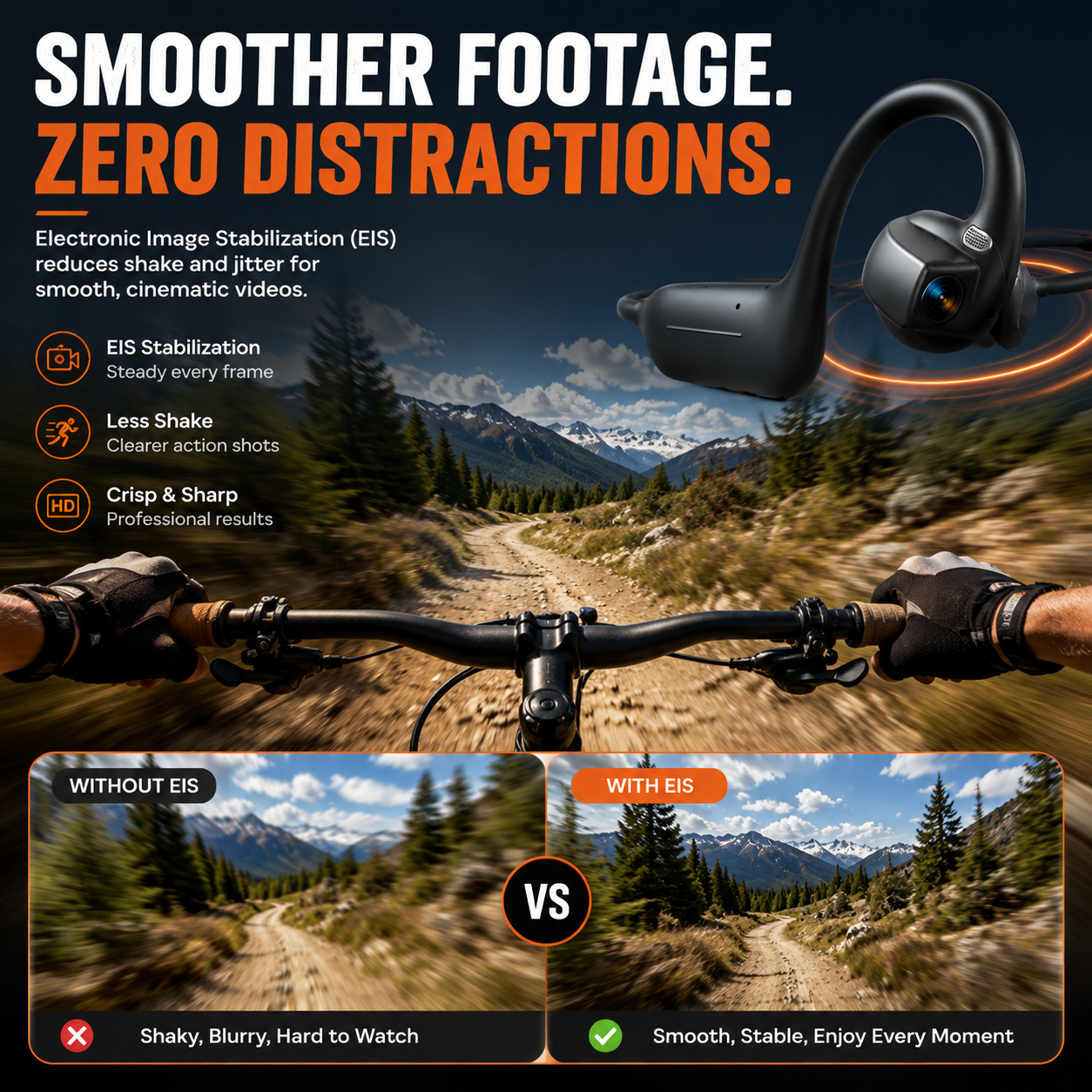 👂Smart earphones with 8MP camera for photos and videos, AI translation, and motion capture