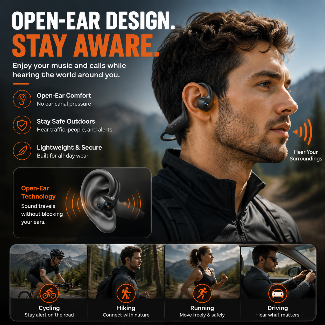 👂Smart earphones with 8MP camera for photos and videos, AI translation, and motion capture