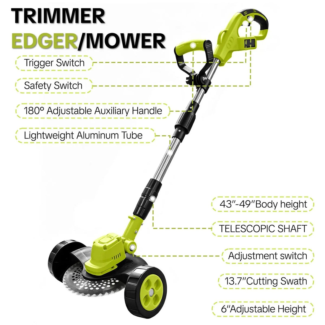 Adjustable cordless trimmer head