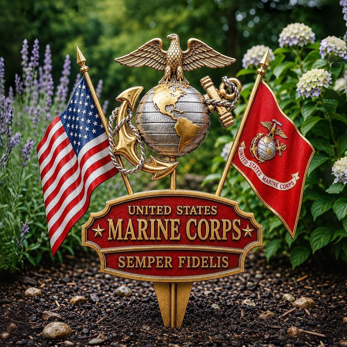 🏆Last Day Promo: 69% OFF 🎖️-US Marine Corps Semper Fidelis Tribute Garden Stake - ✈️Buy 2 Free Shipping Today!