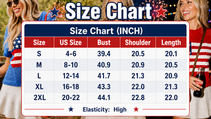 Women American Flag Lightweight Sweater Vest Short Sleeve Patriotic Knit Top