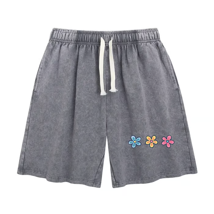 Women's Soft Cotton Blend Washed Floral Shorts, Casual Summer Travel Streetwear Bottoms