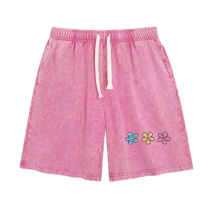 Women's Soft Cotton Blend Washed Floral Shorts, Casual Summer Travel Streetwear Bottoms