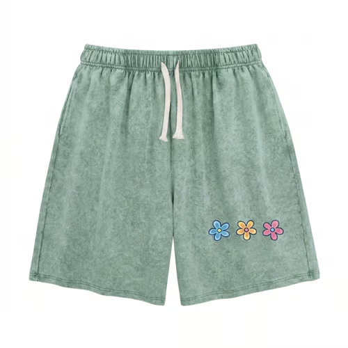 Women's Soft Cotton Blend Washed Floral Shorts, Casual Summer Travel Streetwear Bottoms