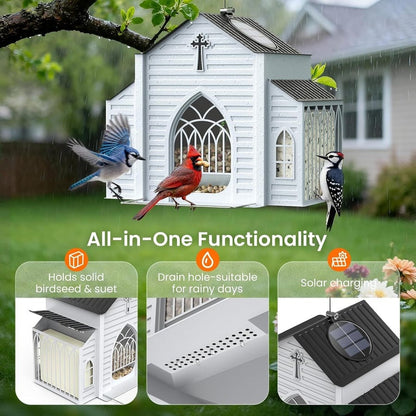 🎁  Last Day 60% OFF-✝️Church-Shaped Solar Bird Feeder(✨Same as in the video)