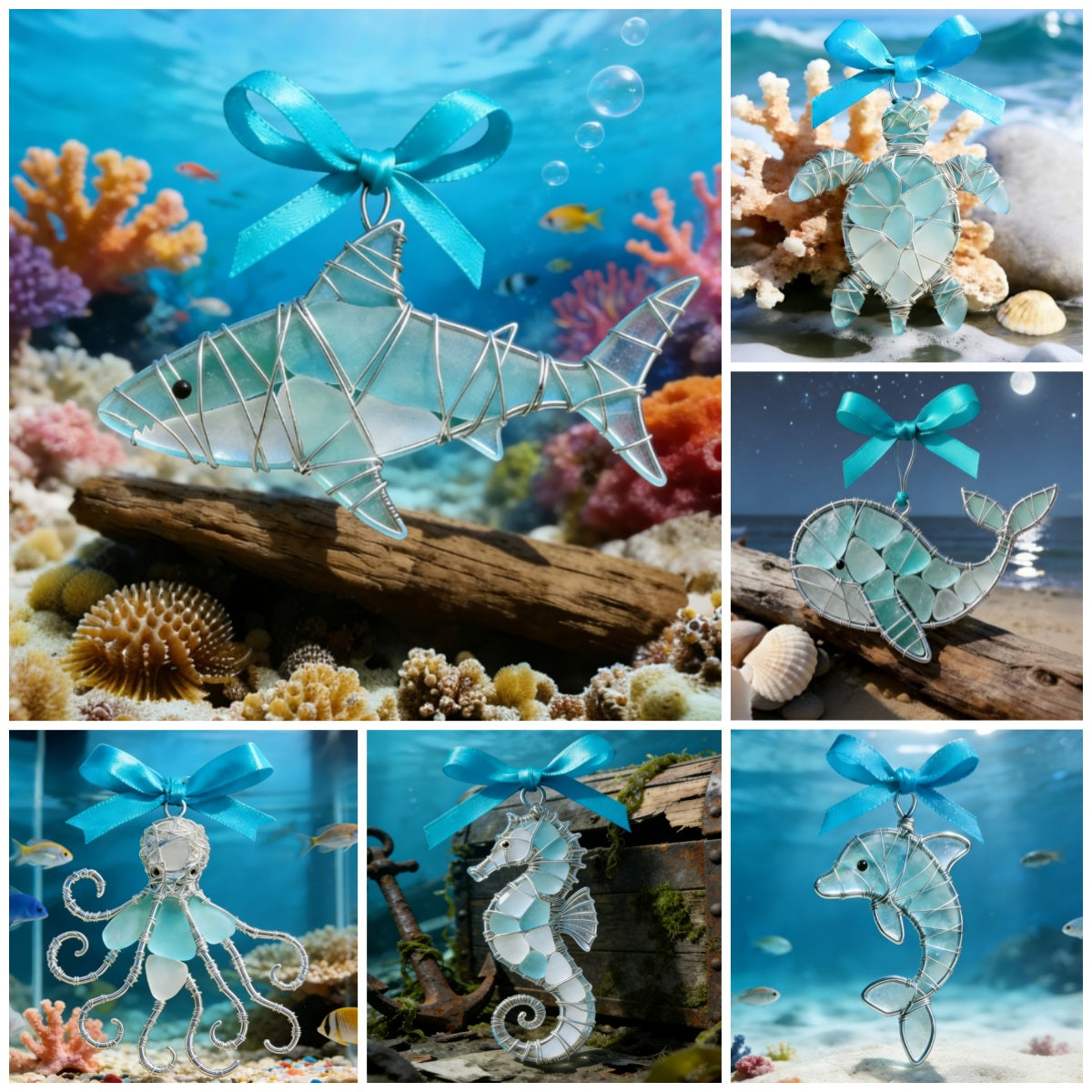 🔥Hand-Wrapped Sea Glass Collection💎Timeless Coastal Art