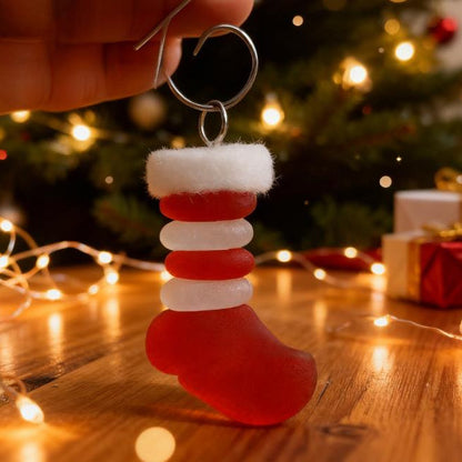 🎄 Coastal Style——Wave-Kissed Whimsy: Handmade Sea Glass Christmas Art Ornaments