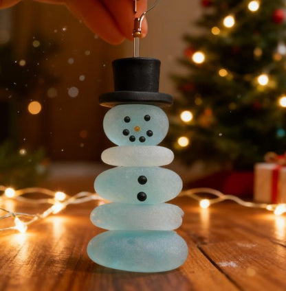 🎄 Coastal Style——Wave-Kissed Whimsy: Handmade Sea Glass Christmas Art Ornaments