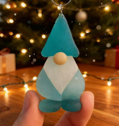 🎄 Coastal Style——Wave-Kissed Whimsy: Handmade Sea Glass Christmas Art Ornaments