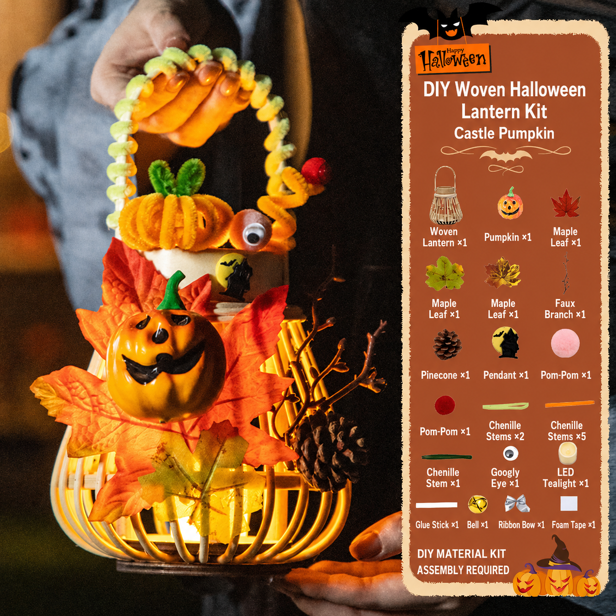 DIY Light-Up Halloween Trick-or-Treat Basket Kit Let Kids Create the Basket They’ll Proudly Carry on Halloween Night! 🎃