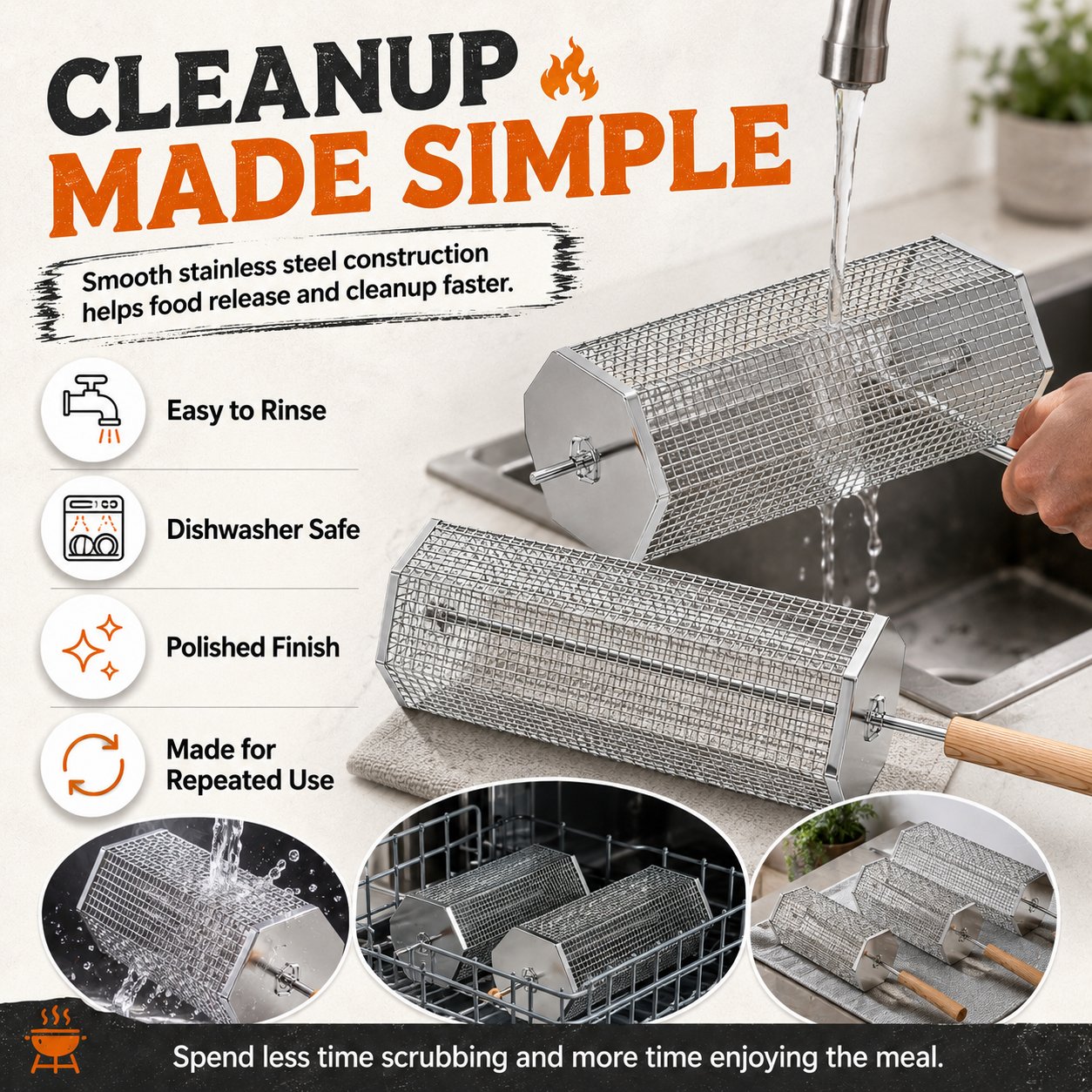 🍢 Rolling Grill Baskets | No More Burnt Veggies - Grill Perfectly Every Time! 🔥