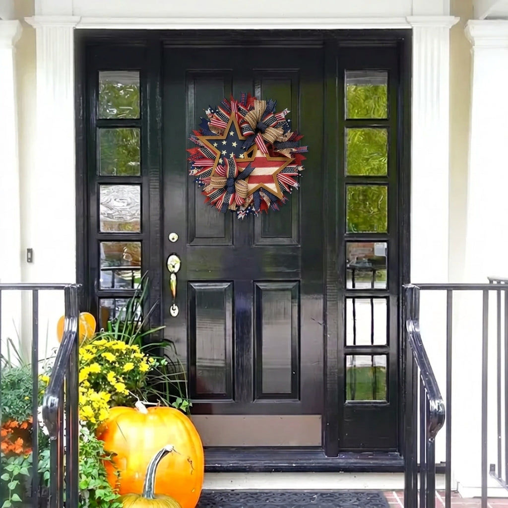 🔥Flash Sale-60% Off🔥250th Anniversary Patriotic Wreath Red White Blue Front Door Decoration