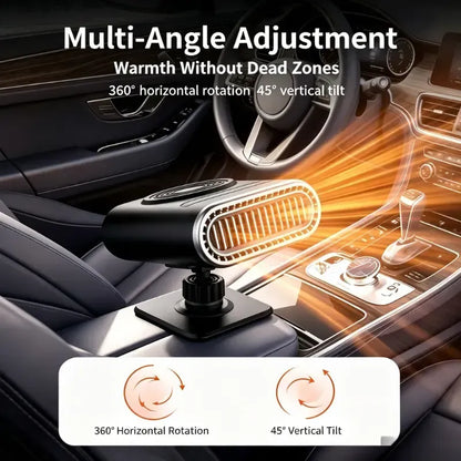 🚗12V Portable Car Heater, 360° Rotatable Car Windshield Defroster Demister, Fast Heating Auto Window Defogger with Cigarette Lighter Plug, Adjustable Angle Heater Fan for Car Truck SUV RV Winter Use