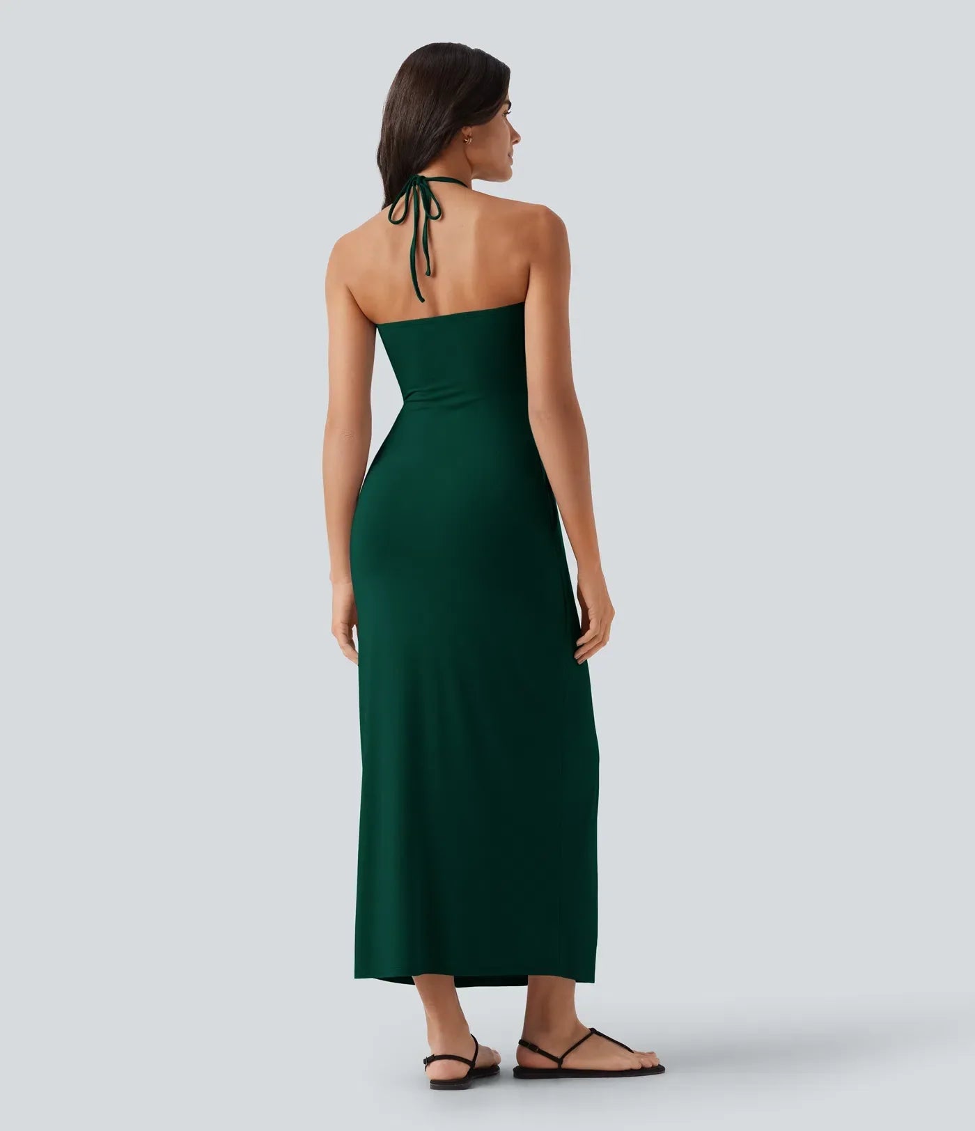 Trovehand Hourglass Bodycon Halter Tie Maxi Dress with Pockets