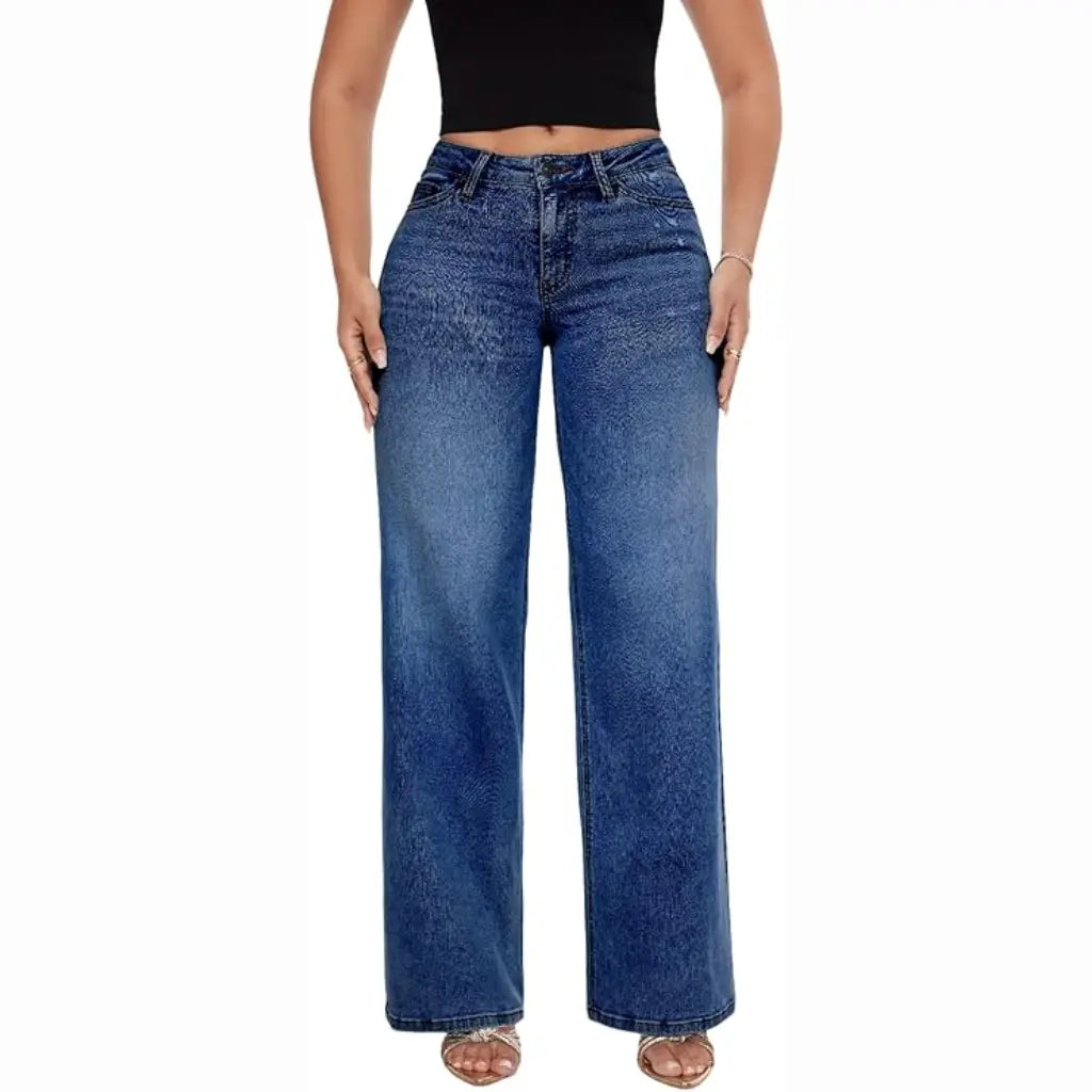 TroveHand Mid-Low Rise Stretch Wide-Leg Jeans