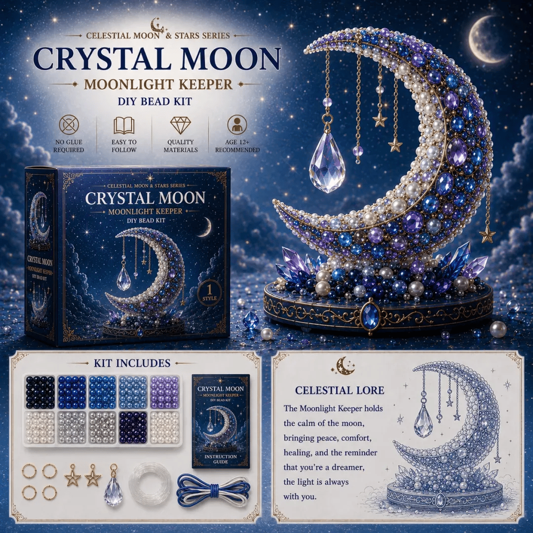 🌙Moon Cat Luna Guardian DIY Bead Kit | Celestial Moon & Stars Series