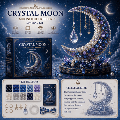 🌙Moon Cat Luna Guardian DIY Bead Kit | Celestial Moon & Stars Series