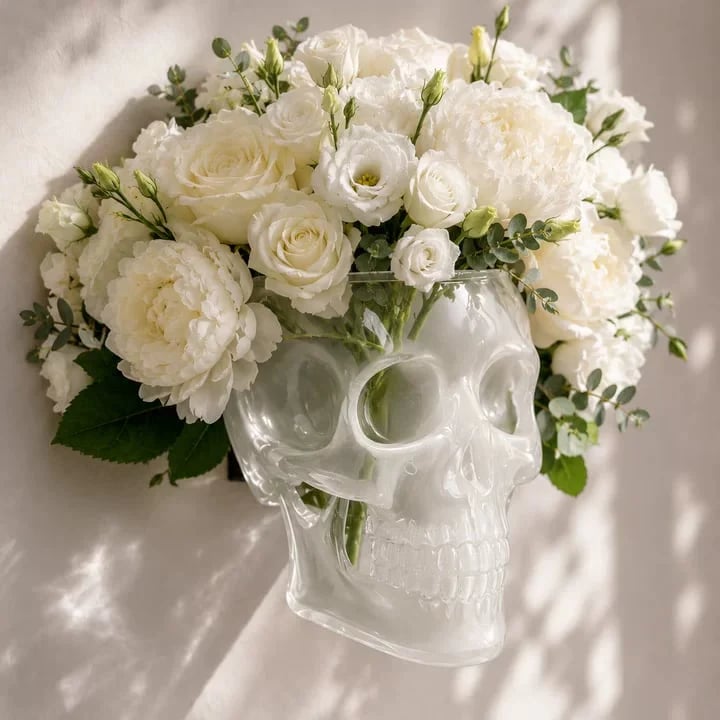Gothic Skull Wall Vase 💀🌸 – Hangable & Tabletop Freestanding