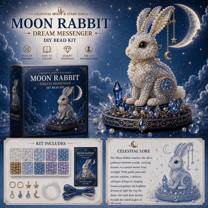 🌙Moon Cat Luna Guardian DIY Bead Kit | Celestial Moon & Stars Series