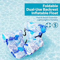 White & Blue Leaf Print Float