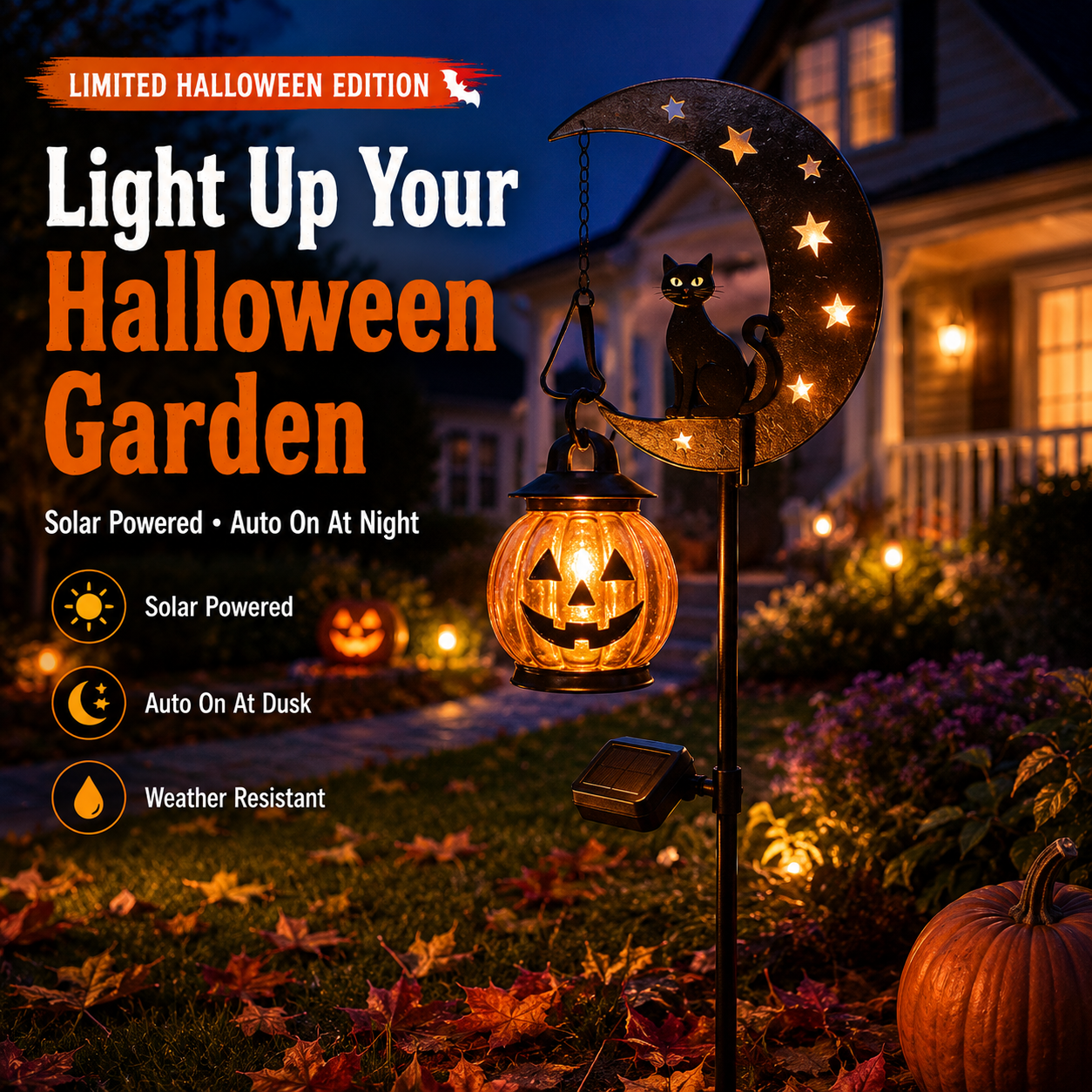 🎃🔥 Halloween Early Bird Sale | 49% OFF Pumpkin Moon Garden Stake Light