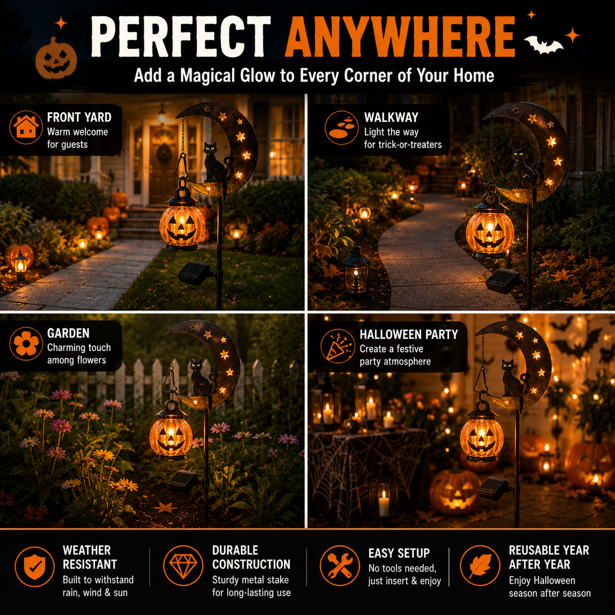 🎃🔥 Halloween Early Bird Sale | 49% OFF Pumpkin Moon Garden Stake Light