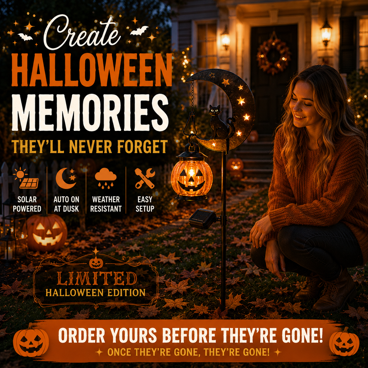 🎃🔥 Halloween Early Bird Sale | 49% OFF Pumpkin Moon Garden Stake Light