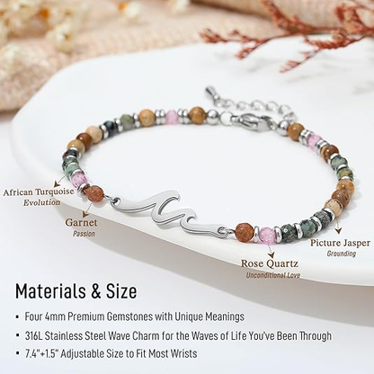 Dainty Gemstone Wave Bracelet