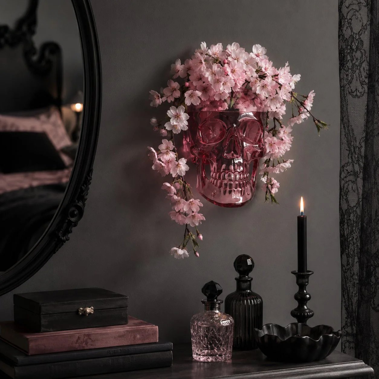 Gothic Skull Wall Vase 💀🌸 – Hangable & Tabletop Freestanding