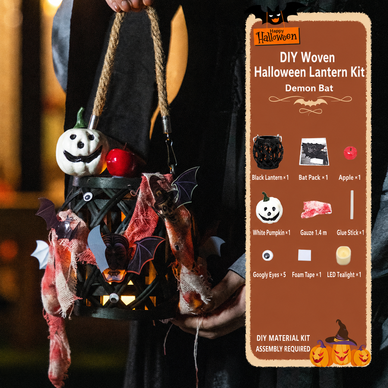 DIY Light-Up Halloween Trick-or-Treat Basket Kit Let Kids Create the Basket They’ll Proudly Carry on Halloween Night! 🎃