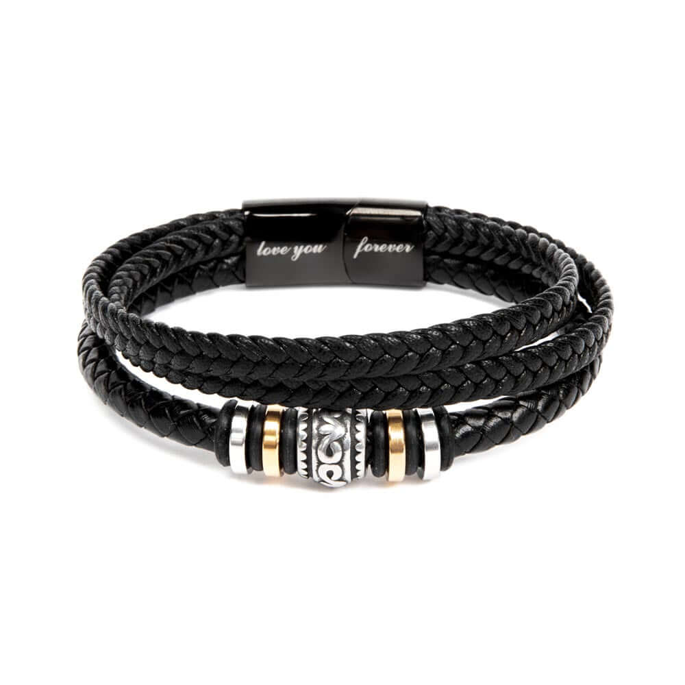 To My Grandson Bracelet | Braided Leather Bracelet Gift Set - IV585V