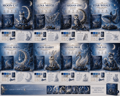 🌙Moon Cat Luna Guardian DIY Bead Kit | Celestial Moon & Stars Series