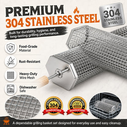 🍢 Rolling Grill Baskets | No More Burnt Veggies - Grill Perfectly Every Time! 🔥